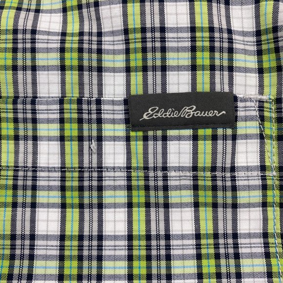 Eddie Bauer Shirt Men Large L Green White Checkered Button Down Casual Outdoors - Picture 4 of 13